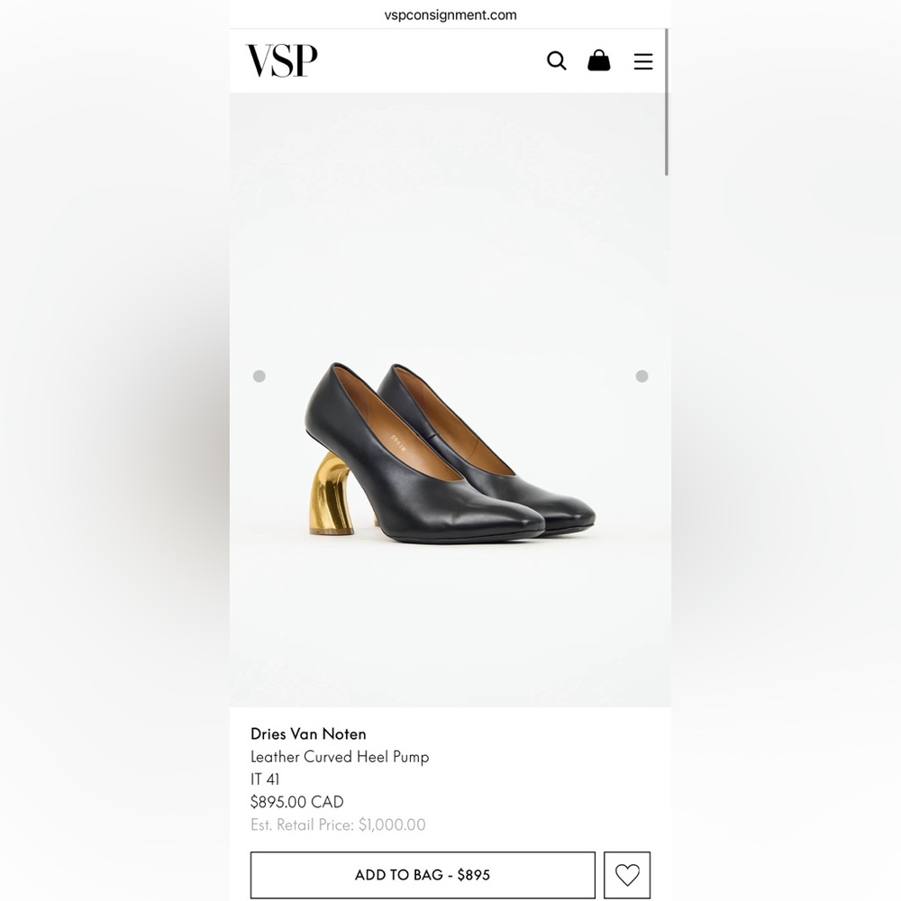 DRIES VAN NOTEN
Curved-Heel Leather Pumps, 36.5 NEW - Picture 7 of 16